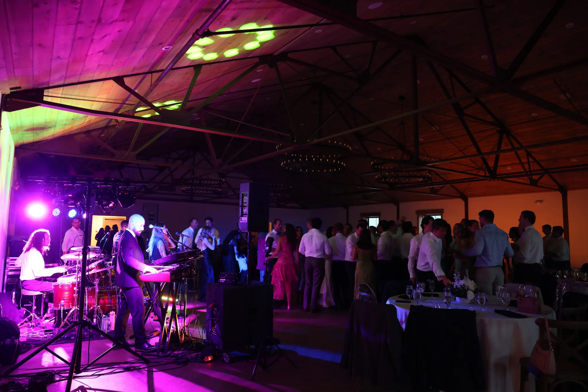 Live band performing for wedding reception guests