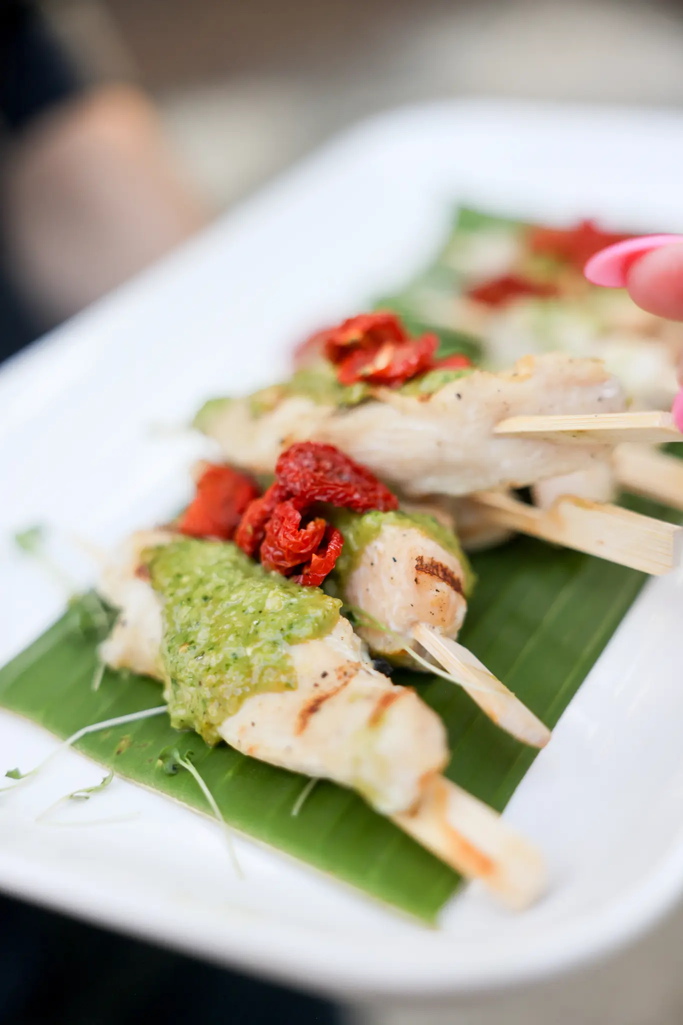 Small plated appetizer on a wedding reception table