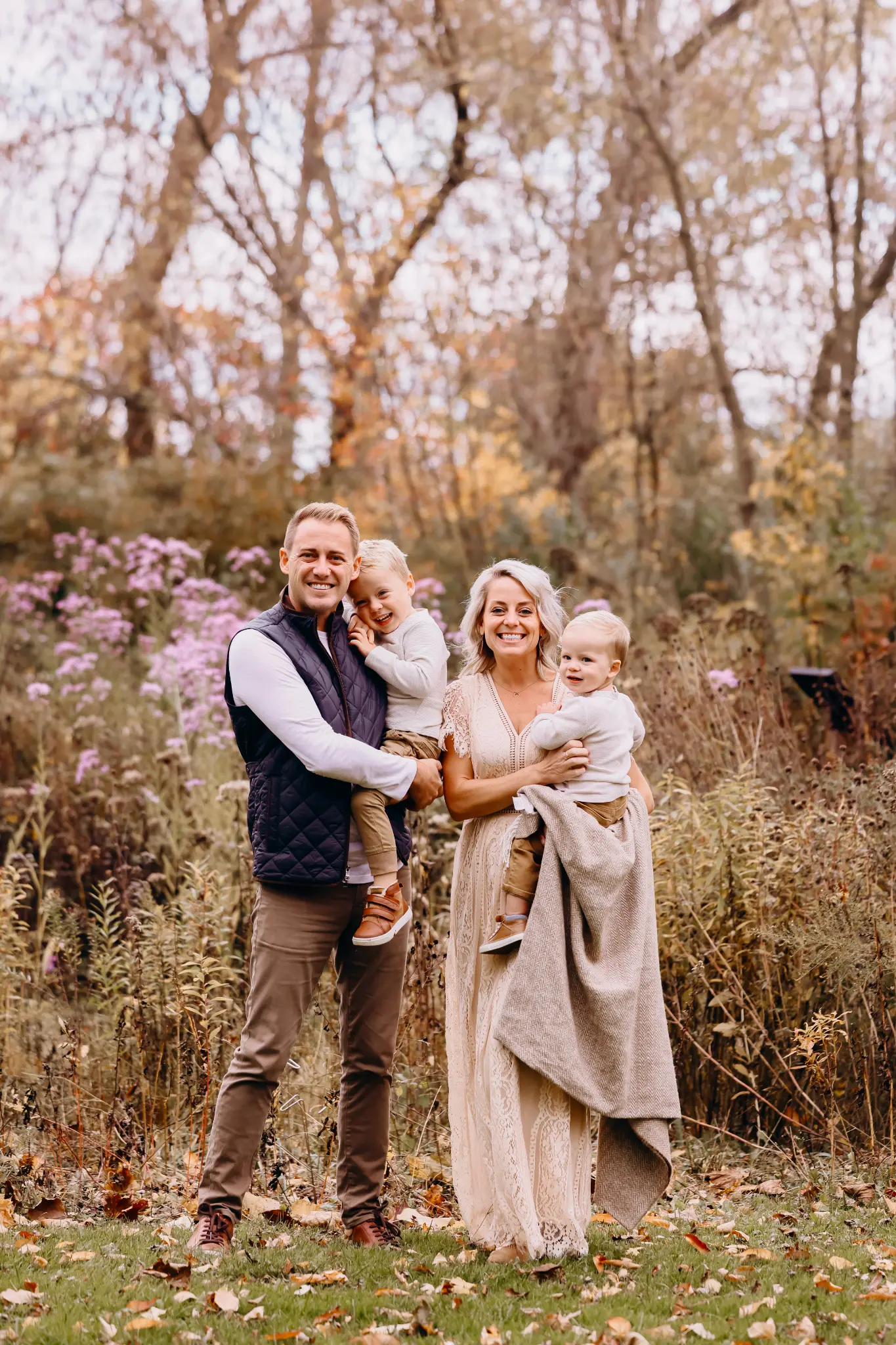 Family portrait in an autumn Milwaukee landscape for Olga Thomas Photography Fall Mini Sessions